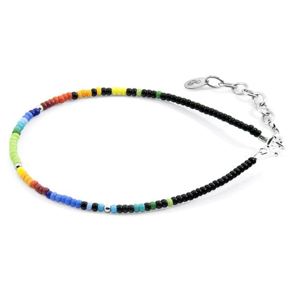 Anchor & Crew Multicoloured - Black Paulina Silver and Miyoko Glass Bracelet