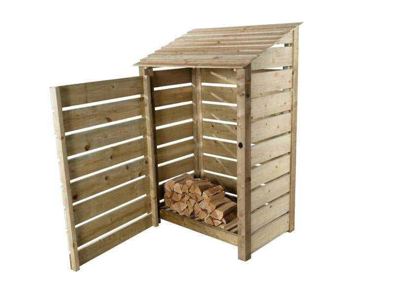 Arbor Garden Solutions Slatted Wooden Log Store with Door W-119cm, H-126cm Or 180cm, D-88cm