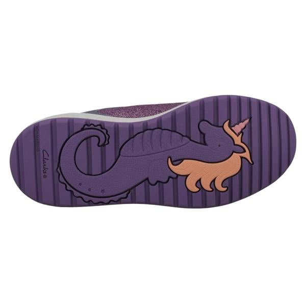 Clarks Girls Clarks Unicorn Detailed Hook and Loop Trainers Aquatic Brill K
