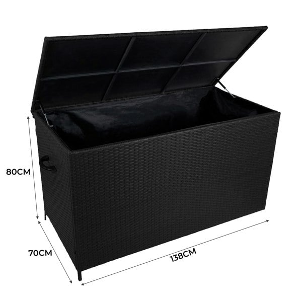 Jardi Aluminium 4 Piece Sofa Set with Black Rattan Storage Box - White