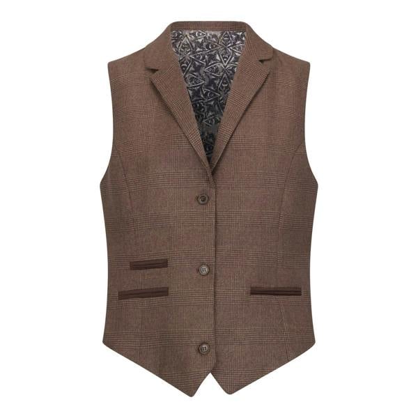 TruClothing Women's Brown Three-Piece Tailored Fit Suit in Prince of Wales Check