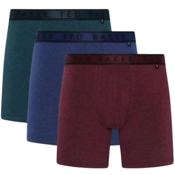 Ted Baker 3-Pack Coloured Boxer Briefs, Blue/Pool/Burgundy