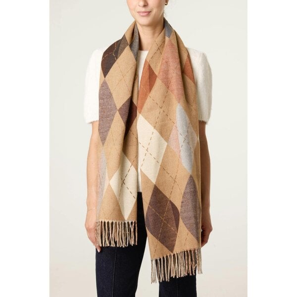 Blue Vanilla Argyle Pattern Scarf