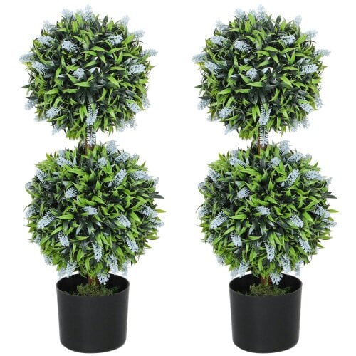 Wyld Haus Mazifi Set Of 2 Artificial Lavender Flower Ball Trees In Pots H8 70cm Blue