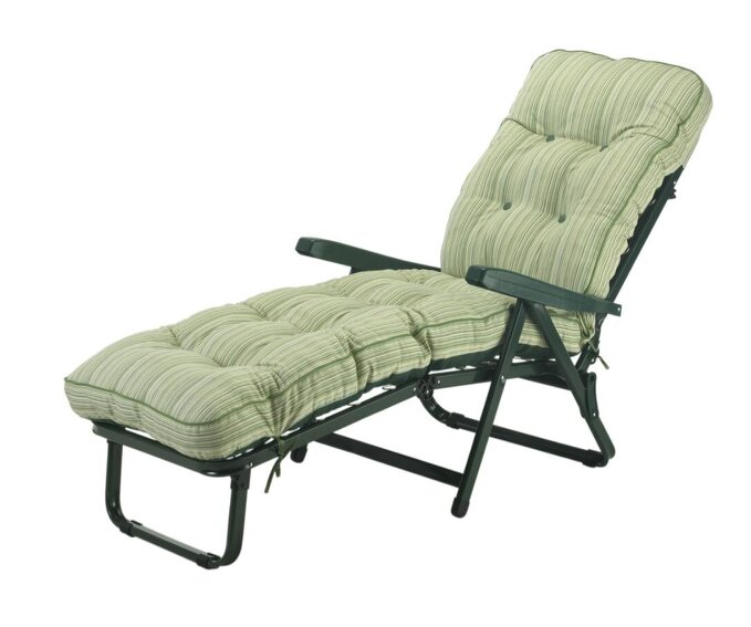 Glendale Deluxe Garden Sunbed | Multi-Pattern Reclining Sun Lounger - Cotswold Stripe - 99cm x 58cm x 115cm