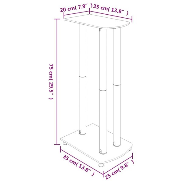 Berkfield Speaker Stands 2 pcs Silver Tempered Glass 3 Pillars Design