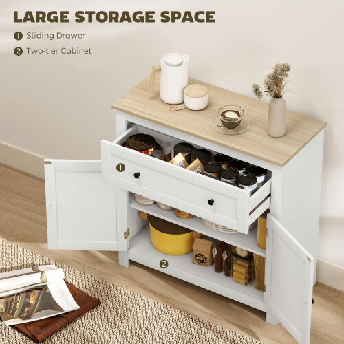 Wyld Haus Venisa White Modern Sideboard With Drawer Storage Double Doors And Drawer