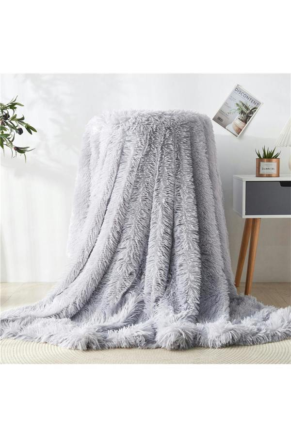 130x160cm Plush Coral Fleece Throw Blanket Reversible Bed Throw with Flannel Back