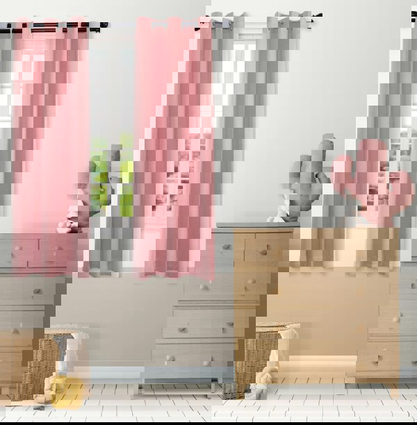 Pink Eyelet Curtains - Thermal Blackout Curtains  - 66 x 84 Inch Drop - 2 Panel Image 6