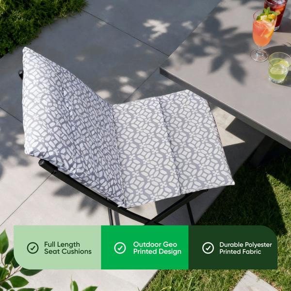 Gardenwize Pair of Outdoor Seat Cushion – Geo Full Length Chair Pad