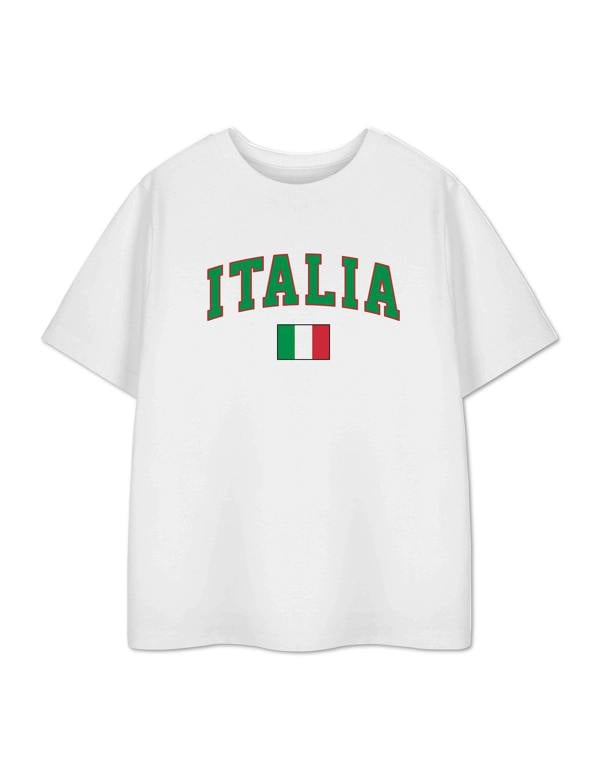 Show Me The Merch Unisex Kids White Italy Short Sleeved T-Shirt