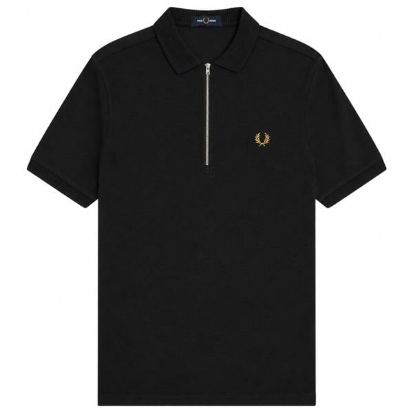 Fred Perry Ribbed Collar Crepe Pique Polo Shirt