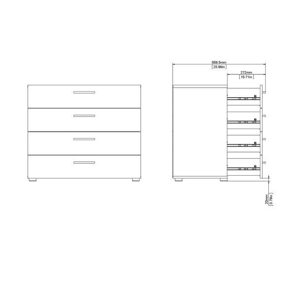 Wyld Haus Daejeon White and Natural Oak Effect Wood Chest of 4 Drawers
