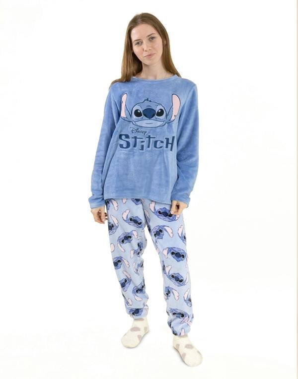 Disney Lilo & Stitch Womens Blue Character Long Sleeve Long Leg Pyjama Set