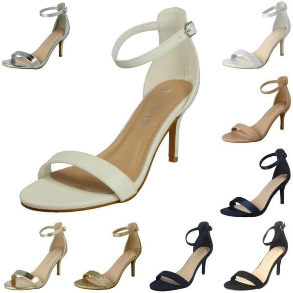 Anne Michelle Ladies Anne Michelle High Heeled Buckle Ankle Strap Evening Sandals F12108