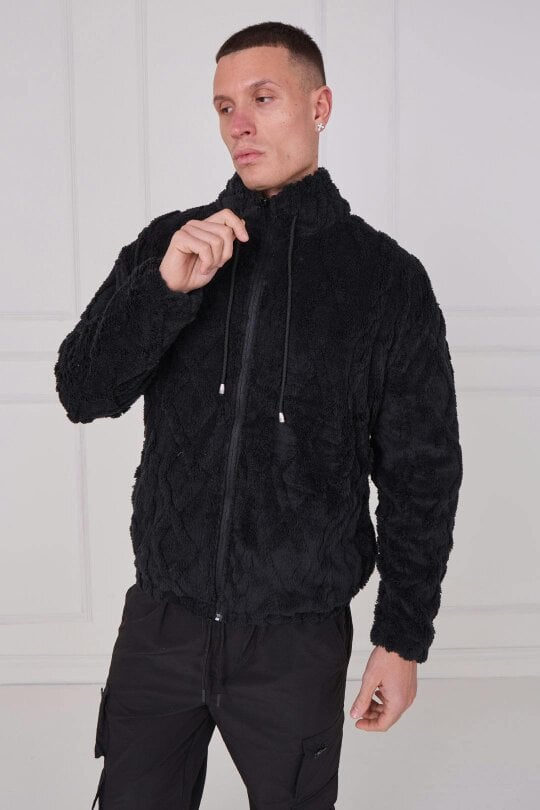 Luxe Textured Faux Fur Zip Jacket