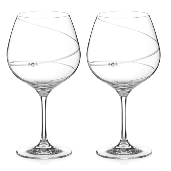 Diamante Toast Swirl Crystal Gin Glasses Adorned with Swarovski Crystals - Set of 2