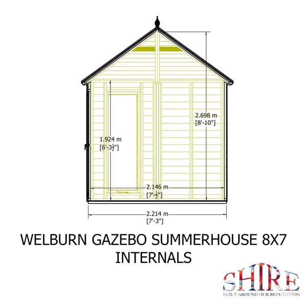 Shire Welburn Hexagonal Gazebo Summerhouse 8x7  12mm Cladding