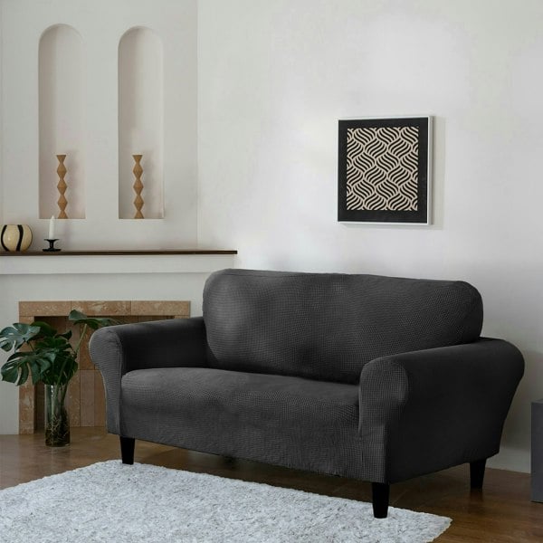 Home Republic Delby Textured Luxury Stretch Sofa Slip Cover - One Seater