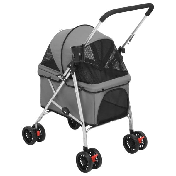 Berkfield Folding Dog Stroller Grey 76x50x100 cm Oxford Fabric