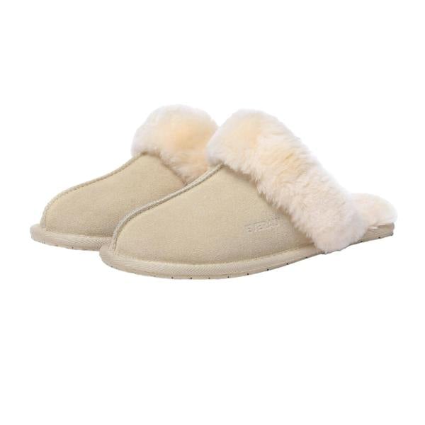 EverAu Womens/Ladies Cow Suede Slippers - Sand - 