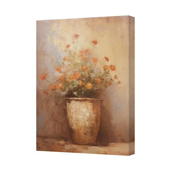 Benjamin Tate Design Contemporary Floral Canvas Art Print With Deep Wood Frame Handmade UK