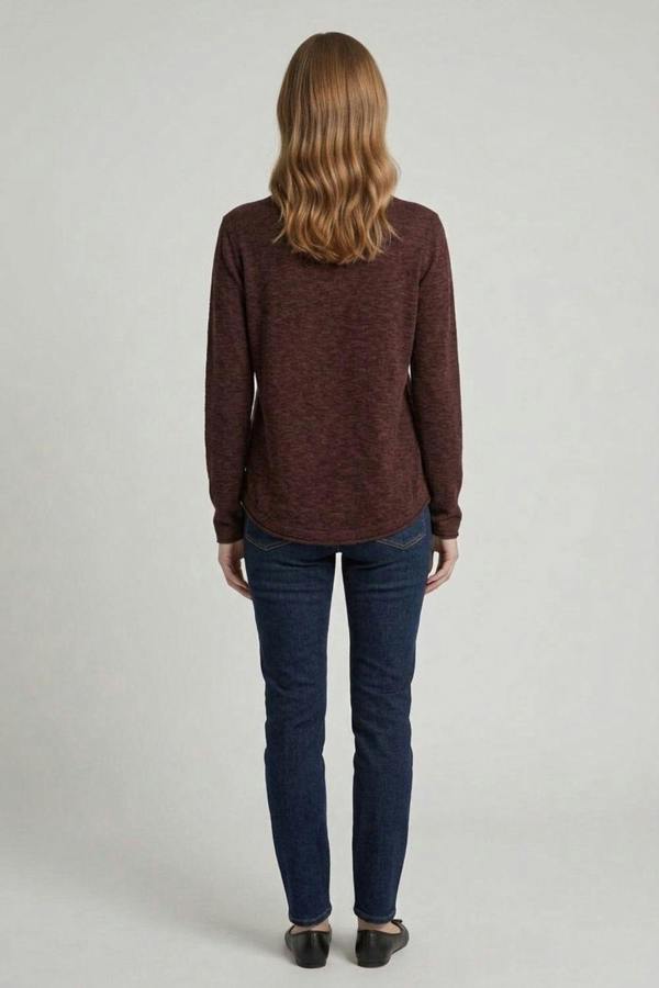 Brown | Long Sleeve Relaxed Lightweight Knit Top
