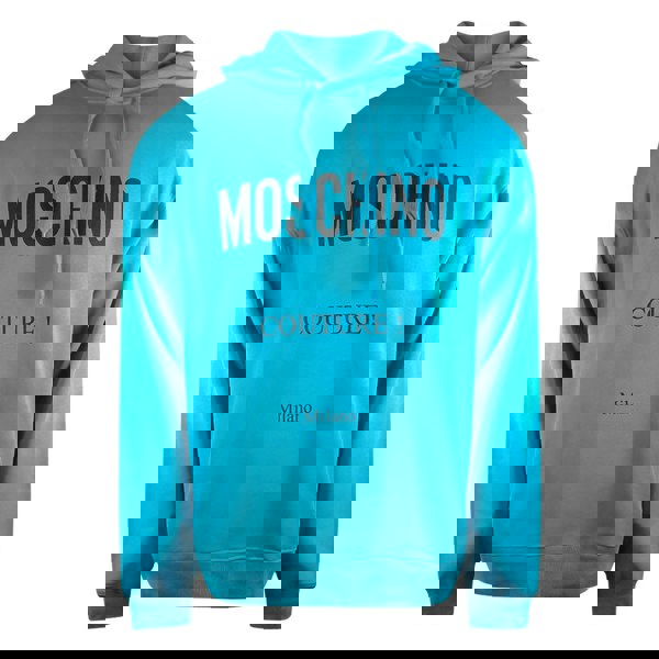 Moschino Couture Logo Turquoise Blue Hoodie