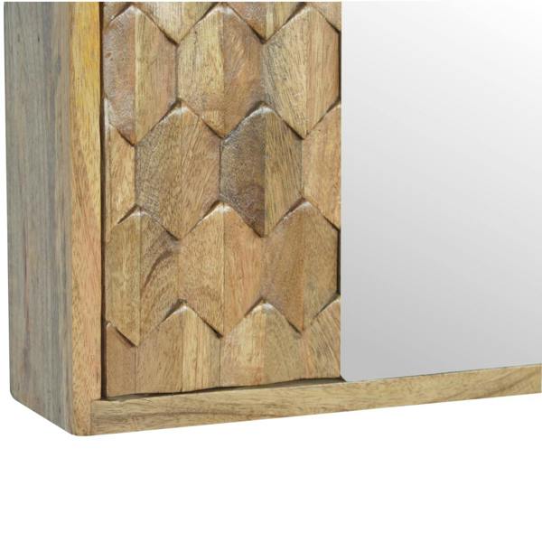 Artisan Furniture Solid Wood Pineapple Carved Mirror Cabinet