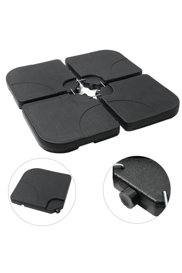 Living and Home Black HDPE Square Cantilever Parasol Base Weight - 4pc 48mm Portable Garden Umbrella Base,60/80KG Fillable for Parasols