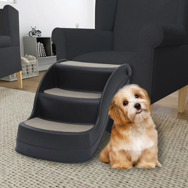 Berkfield Folding 3-Step Dog Stairs Black