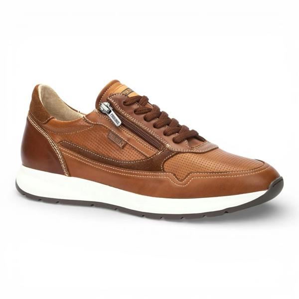 Pikolinos Getafe - Men's Brown Leather Easy Wear Sneakers