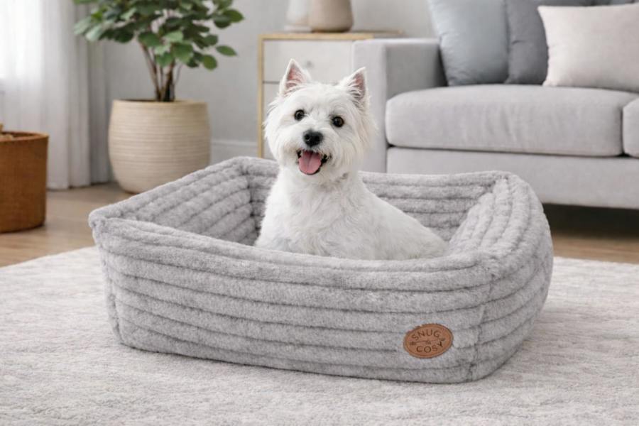 Alaska Orthopaedic Dog Bed - Faux Fur & Memory Foam UK Made - Dog Beds for dogs Snug and Cosy Pets