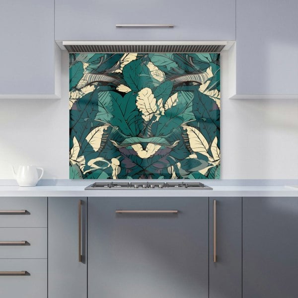 Warren Reed - Designer Green Beige Tropical Leaves Kitchen Splashback