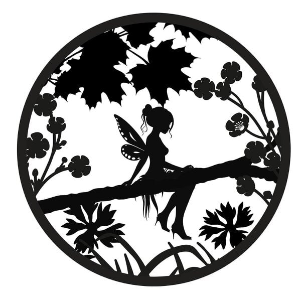 EDH Door Hardware Fairy Silhouette Solar Backlit Wall Art – 50 x 50 CM | Solar-Powered Metal LED Wall Décor for Indoor & Outdoor |  Garden Art