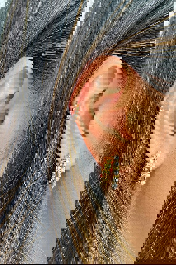 SVNX Heart Pearl Huggie Earrings