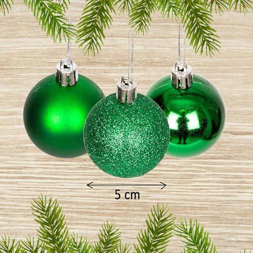 Shatchi 5cm Shatterproof Dark Green Christmas Bauble Set, 9 or 18 Piece Festive Tree Decorations