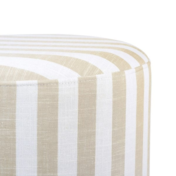 Furniture Edit Dex Beige Striped Linen Ottoman Footstool