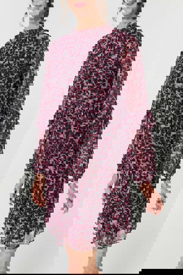 Purple | Animal Print Semi Sheer Short Dress
