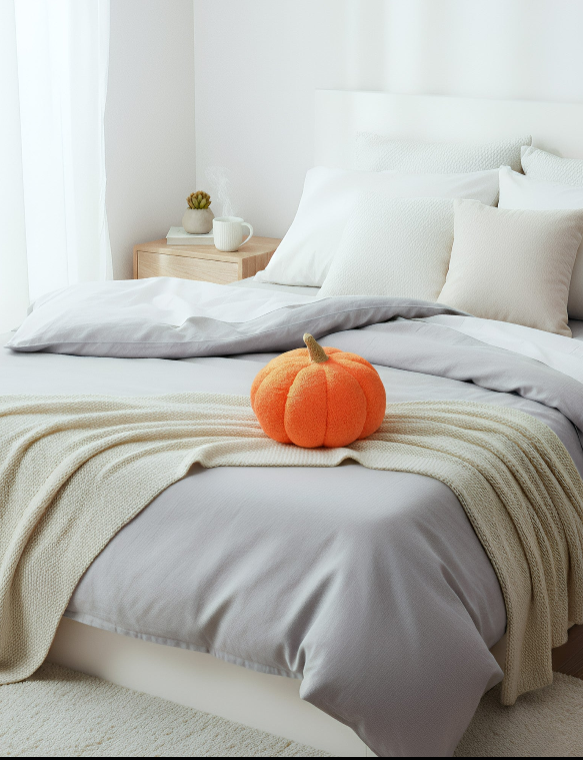 Anypillow Orange Lamb Fleece Pumpkin Plush Throw Pillow 35cm