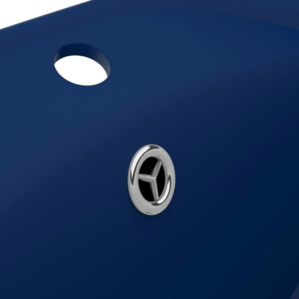 Berkfield Luxury Basin Overflow Oval Matt Dark Blue 58.5x39 cm Ceramic