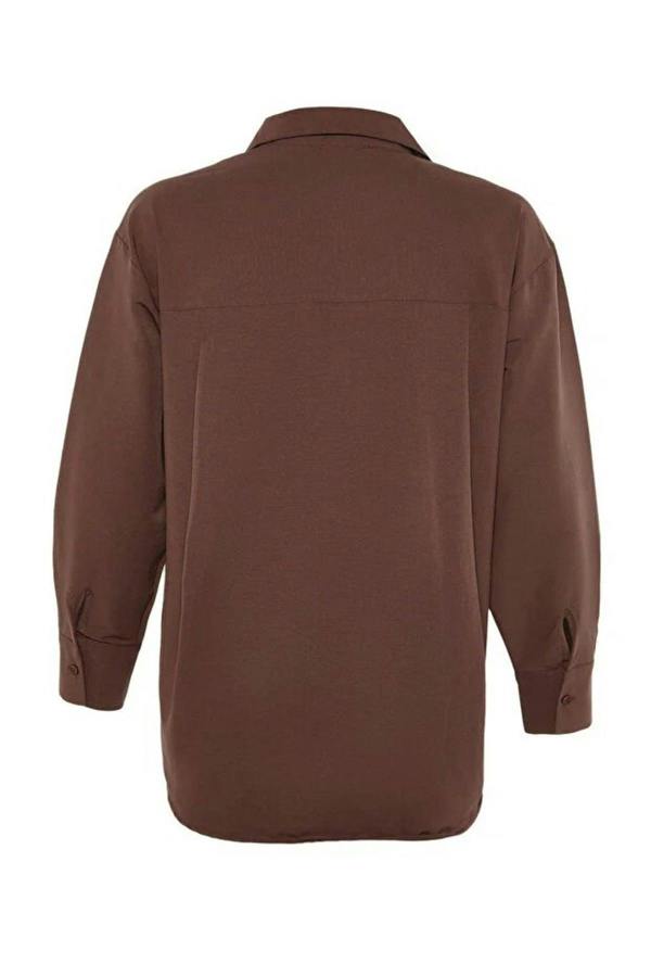WOVCOR Single Pocket Boyfriend Cotton Woven Shirt