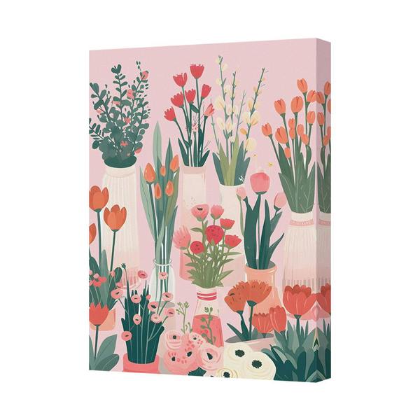 Benjamin Tate Design Pink Floral Canvas Art Print Wall Decor Hand Stretched UK Made