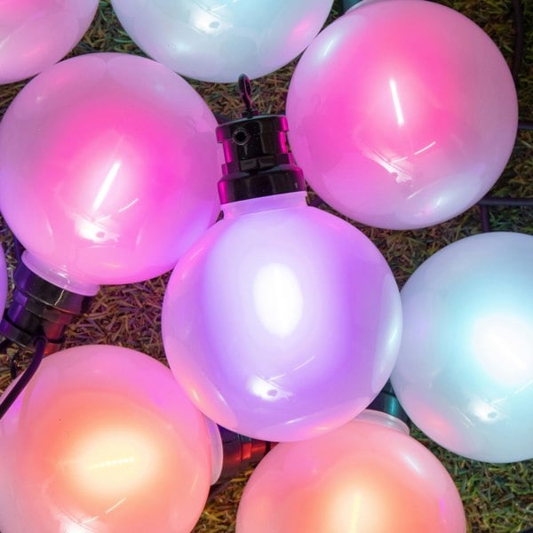 Samuel Alexander 4.5m Set of 10 Frosted Ball Style Cap String Lights with Filament in Rainbow