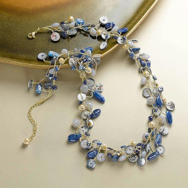 Pia Blowing in the Wind Navy Silk Shell Necklace