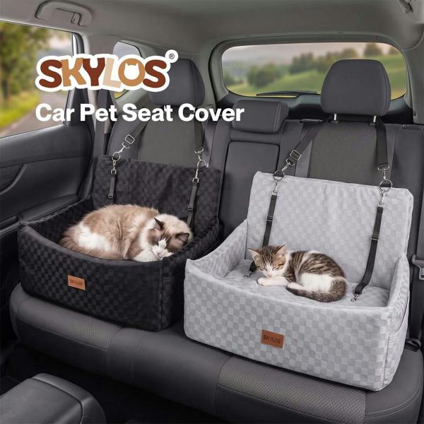 Skylos Large Dog Car Seat Booster Dual-Sided Plush Cool Bed Washable