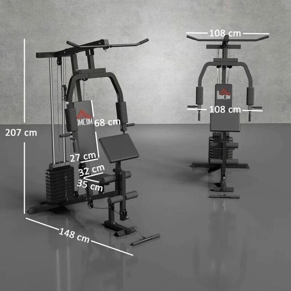 Multi Gym Equipment, 45KG Weight Stack, Chest Press, Butterfly Press & Leg Developer for Strength Training