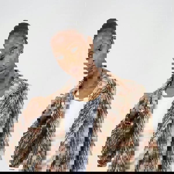 Brave Soul Brown Double Breasted Faux Wool Maxi Check Coat - Brown Image 3