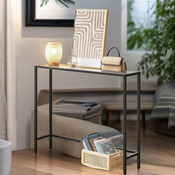 Rafaelo Mobilia Black Metal Hallway Console Table