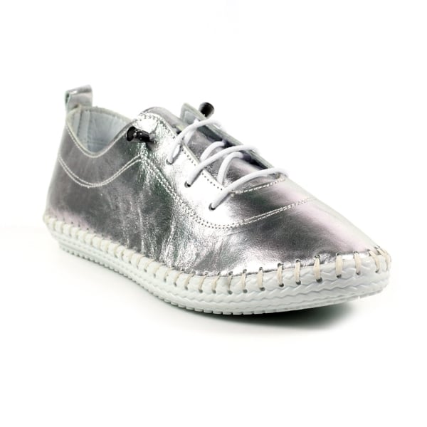 Lunar Women's St Ives Metallic Leather Plimsolls - Silver